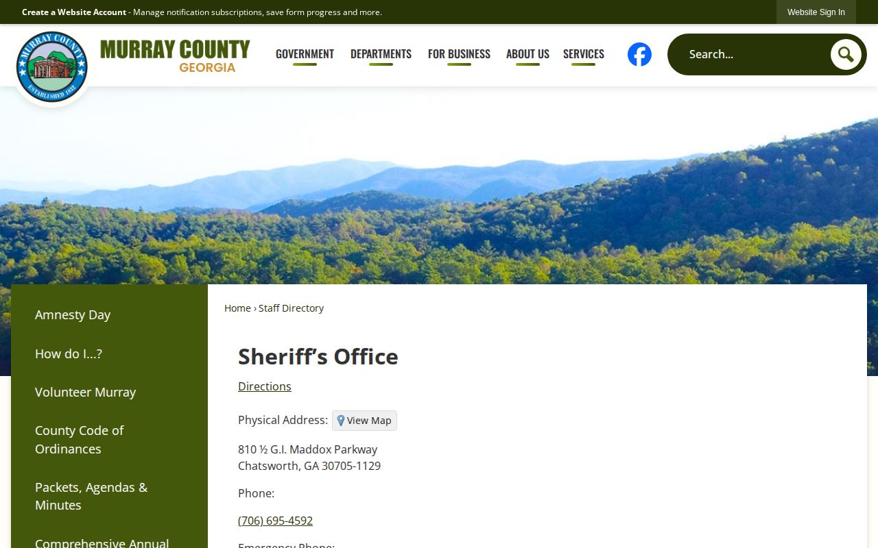 Murray County Jail sheriff directory and release contact information