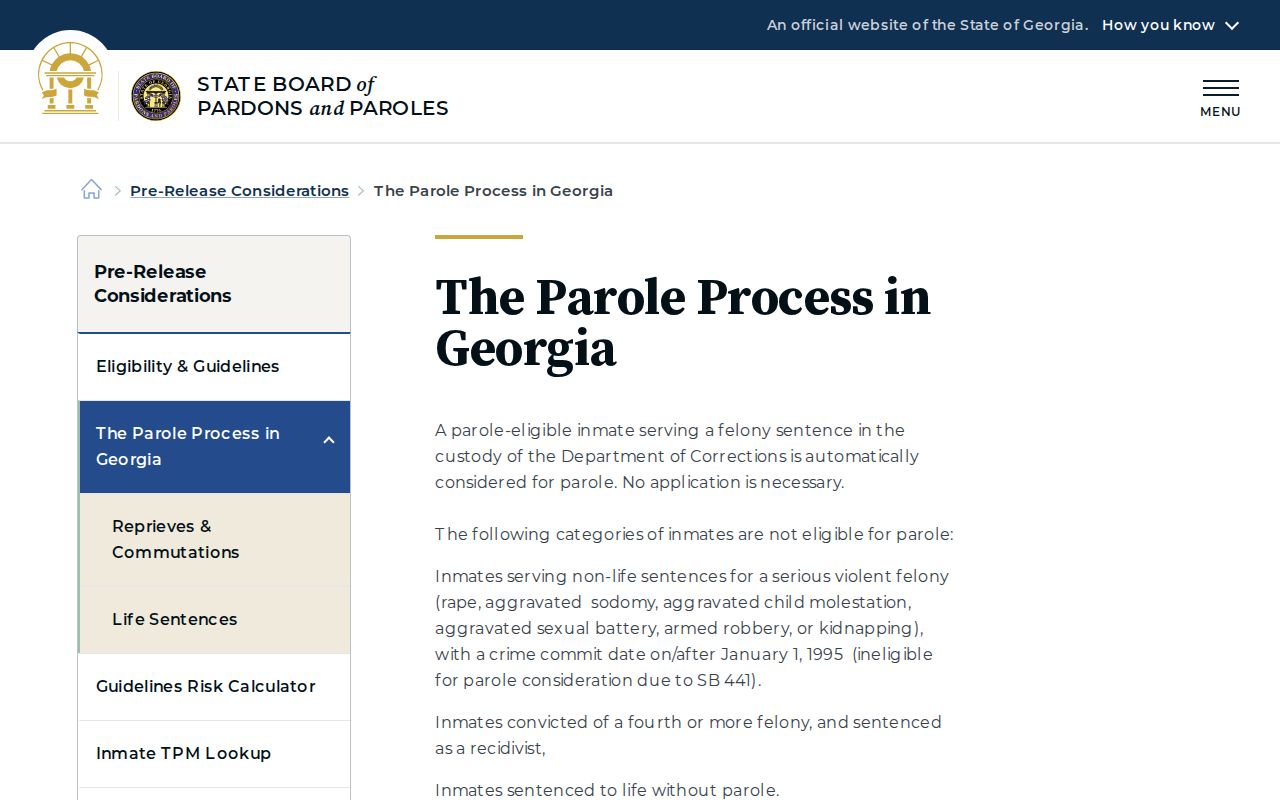 Murray County parole and probation Georgia parole process