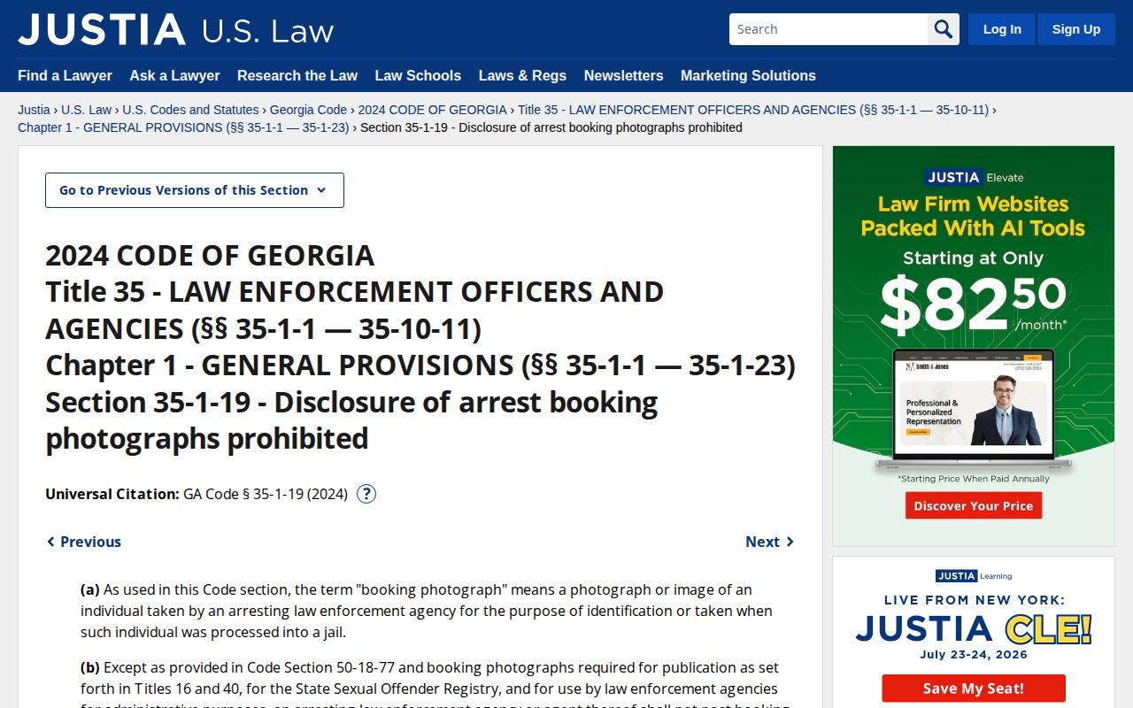 Georgia booking photograph disclosure law for Murray County release records